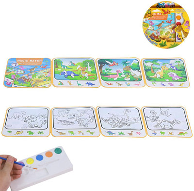 HASTHIP Dinosaur Painting Book for Kids Watercolor Set with Paper Paints and Brush Gift