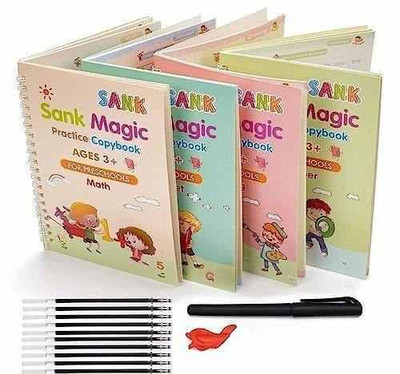 RIMPOO MAGIC BOOK ENGLISH LANGUAGE ALPHABET AND NUMBER 4BOOK+10REFILLS+1PEN+1GRIP-849
