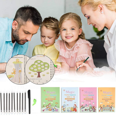 Mynxe MAGIC PRACTICE COPY BOOK FOR KIDS HAND WRITING(4BOOK+10REFILL+1PEN+1PEN HOLDER)