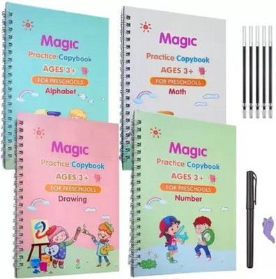 Mynxe MAGIC NOTEBOOK - B01 Magic Practice Copy Books Set of 4 Magic Writing