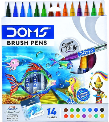 DOMS 14 Shades Brush Pens (Set of 1, Multicolor)