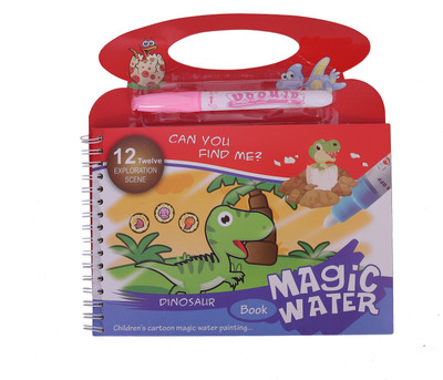 PlayKith Magic Water Coloring Cartoonr Book, Magic Water Color Reusable Revealing Book