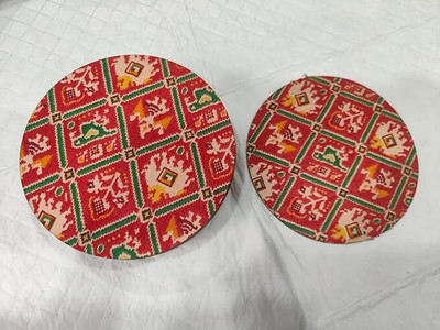 Sell plus MDF Patola | Create Chowki for Pooja Rituals | Patola Print ( Red ) (5 Inches)