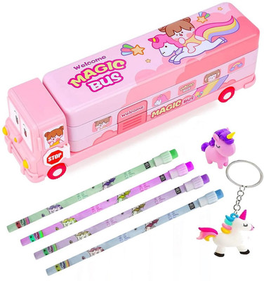MINDFIT Combo of Unicorn Birthday Gift For Kids Pencil, Keychain, Rubber, Geometric Box