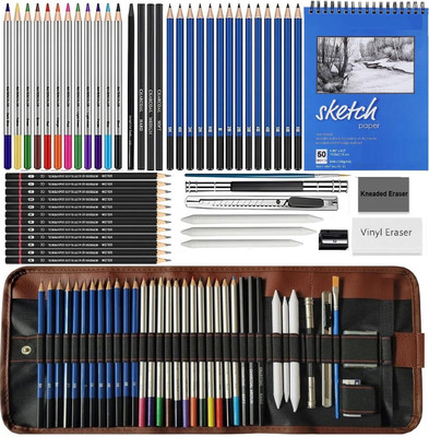 Soucolor 52pc Drawing Pencils with 50 Sheets Sketchbook A5 Shading Pencils Set Sketch Kit