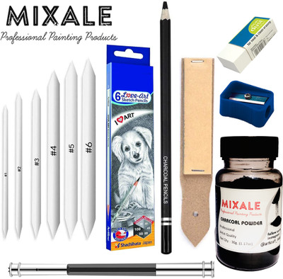 mixale Paper Blending Stump Sand paper Pencil Extender Charcoal powder A31 Combo