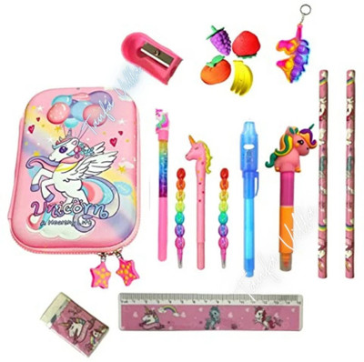 Taufa Villa Unicorn Stationery Combo Unicorn Pencil Boxes for girls Unicorn Pens(Pack of 17)