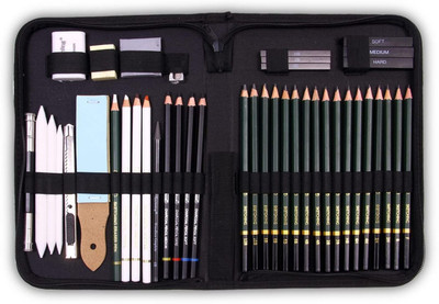 PEACORA 42 Pcs Sketching and Drawing Professional Art Tool Kit with Zippered Carry Case Pencil(Pack of 42)
