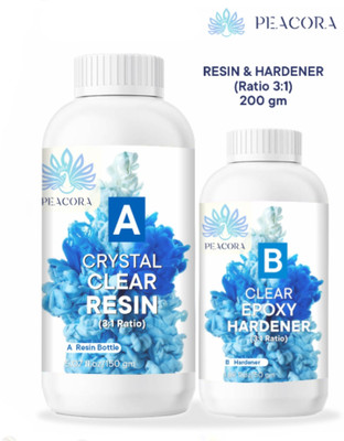 PEACORA Clear UV-Resistant 200g High Intensity Premium Epoxy Resin Hardener Art Kit(3:1) Resin Art Medium(200 ml)