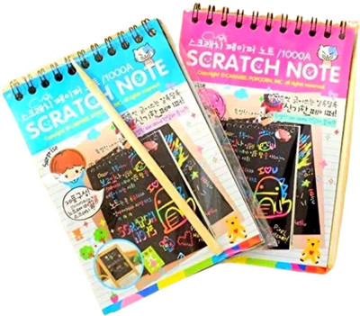 Busy Bear A6 Size Magic Notebook Sketch Scratch Paper Note Drawing Fun Book +Wooden Pencil