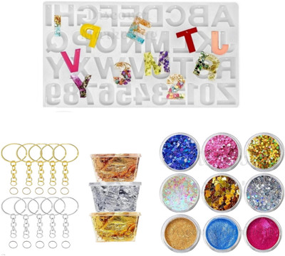 Discover Marketing Alphabet Mould with Hole keychain And Chunky Glitter