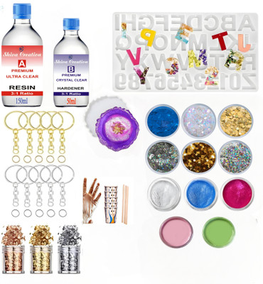 Shiva Creation Alphabet mould keychain and agate mould3:1 Premium Ultra Resin 200Ml