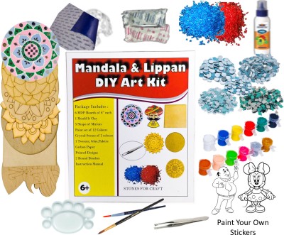 Lasella DIY Mandala And Lippan Art Kit For Kids With Stones Mirror and Stickers