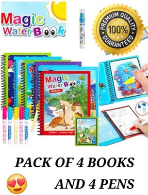 Ziggy Pack of 4 Reusable Magic Kids Water Pen Book Doodle Painting Board RANDOM DESIGN