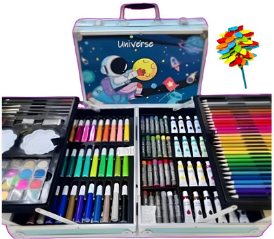 Premio Coppex Art Kit New Theme 145 Pieces (Space - Blue)+Free Candy Fidget Spinner.