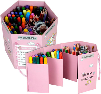 Kreative Kraft Art Supplies 83Pcs Set for Kids (Unicorn - Pink)
