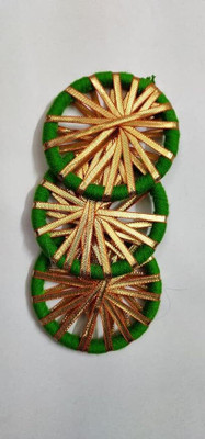 NuttsStore Green Stylish Woolen Circle with Gota Wrapped Bangles For Art & Craft (3 Inches)
