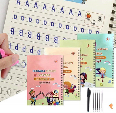Shopfinitive Kids Smart Magic book Writing Tool Simple Hand Lettering (4 BOOKS + 5 REFILLS)