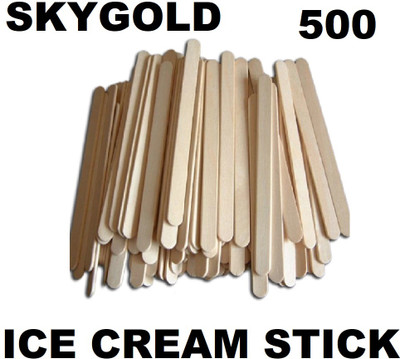 SKYGOLD INDIAN MADE WOODEN ICE CREAM STICKS FOR CRAFT PROJECT (WHITE PACK OF 500)