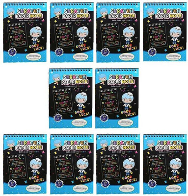 Furnish Marts Big Size Crafts Rainbow Art Scratch Paper NoteBook with Wooden Pencil, : Pack of 10 pcs : Size 10.5 X 7.5 inches