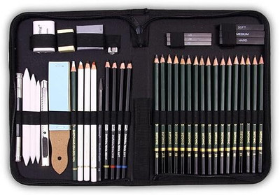 Bluedeal 42 Pcs Sketching and Drawing Professional Art Tool Kit with Zippered Carry Case.
