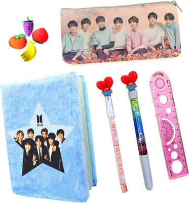 Neel BTS ARMY Team Stationery Set for Kids-Diary/Pouch/Pen/Pencil/Eraser/Scale_9Pcs