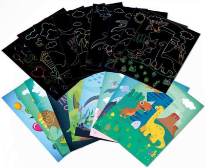 Happy Hues 18 Double Sided Cute Design Rainbow Scratch Paper Cards & 2 Scratch Sticks Set