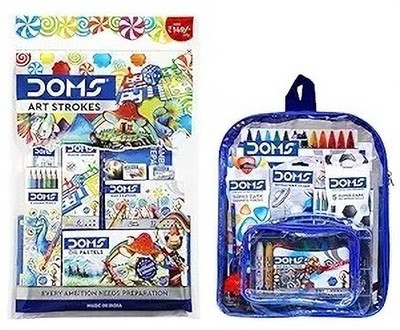 DOMS Combo Pack with Transparent Zipper Bag Smart Stationery Kit 12-in-1