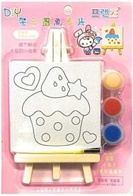 AMANVANI Painting kit with Paints, Brush and Stand, Canvas Painting Kit 2pcs