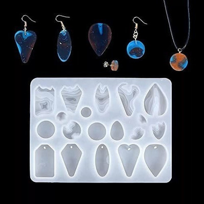 RakaEnterprises New-19 CAVITY Casting Molds for Epoxy Resin Earring Making Pendent Mold