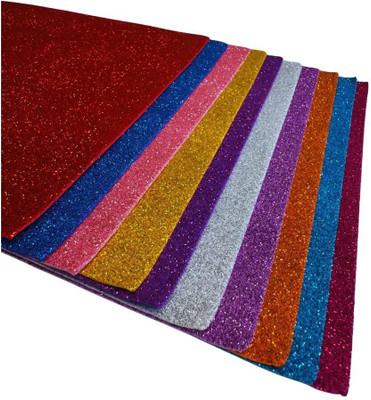 Fashion Crazz A4 Size Glitter Foam Sheets/Eva Foam Sheets for Art & Craft, Scrapbook (Pack 10)