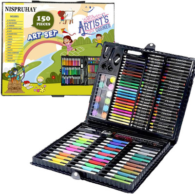 Nispruhay 150 Pieces Drawing Color Set Crayon Pencil Water for Artistic Stationery Kit