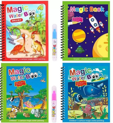 Silver tech 4 Magic Water Coloring Book, Magic Water Drawing Book Reusable Water-Reveal