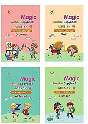 HIVVO Magic Reused Practice Copybook for Kids Calligraphy Handwriting Exercise 4 book