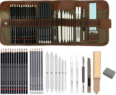 Craftacious 30Pc Professional Graphite Sketching Charcoal Drawing Pencils Art Tool Kit Set