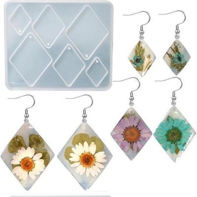 BanteyBanatey Kite Rhombus Shape 6 Cavity Moulds Resin Art Silicone Casting Mould