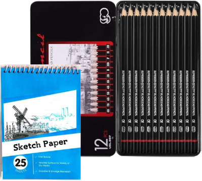 Wynhard Art Pencil Set 12 Pcs Sketch Pencils Artist Drawing Pencil with A5 Sketchbook