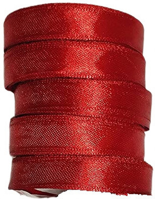 manrish Red Half Inch Satin Ribbon For Craft/Decorations/Diy/School Projects(Pack Of 5)