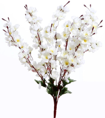 Daissy Raise White Peach Blossom Artificial Flower(17.7 cm, Pack of 1, Flower Bunch)
