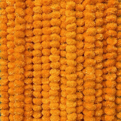 specialyou.in Artificial Marigold Flowers for Decoration, Artificial Marigold Flower Garlands, Orange Marigold Artificial Flower(52 inch, Pack of 5, Garlands)