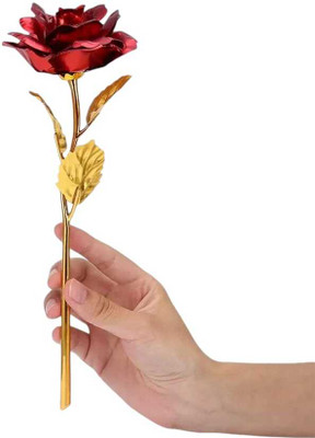 Manish Enterprises Red Rose Artificial Flower(250 cm, Pack of 1, Single Flower)