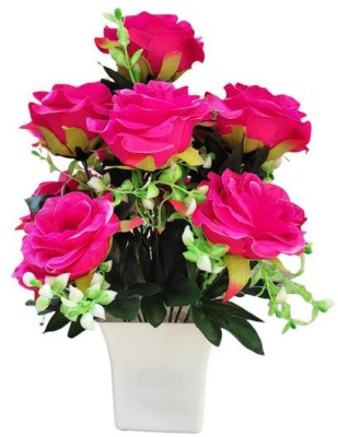 Real PBR Multicolor Rose Artificial Flower(26 cm, Pack of 1, Flower with Basket)