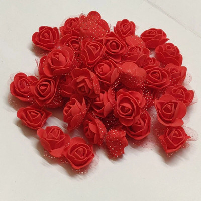 Arun Red Rose Artificial Flower(10 cm, Pack of 9, Flower Bunch)