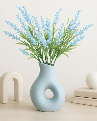Homesake Artificial Lily of The Valley Flowers for Vase Decoration, Faux Flower Stems Blue Lily Artificial Flower(20 cm, Pack of 2, Flower Bunch)