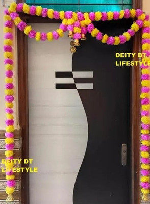 WDecor Artificial marigold Pink yellow door set hanging garland (PY 3center eyes) Yellow, Pink Marigold Artificial Flower(43 cm, Pack of 1, Garlands)
