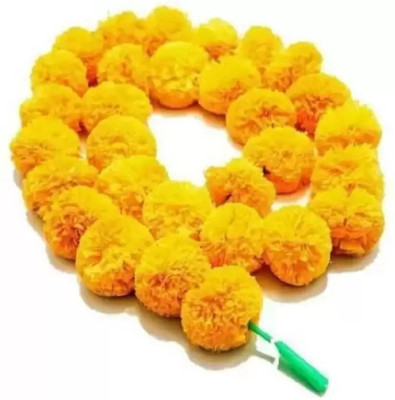 Raga Plus Yellow Marigold Artificial Flower(54 cm, Pack of 5, Garlands)