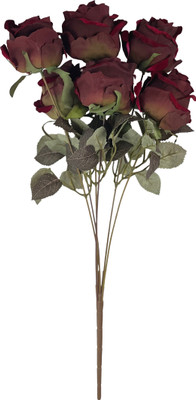 VENSA KINS Maroon Rose Artificial Flower(50 cm, Pack of 1, Flower Bunch)
