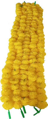 Bigmegamart Yellow Marigold Artificial Flower(60 inch, Pack of 5, Garlands)