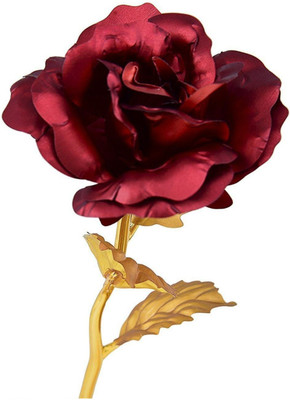 black paper Golden Red Rose Flower with Love Showpiece | Rose Day Gift | Red, Yellow Rose Artificial Flower(10 cm, Pack of 1, Single Flower)