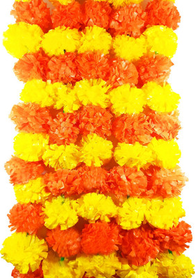 Raga Plus Multicolor Marigold Artificial Flower(61 cm, Pack of 5, Garlands)